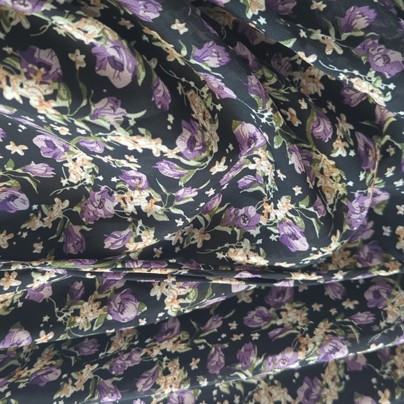 Astr Asymmetrical Floral Dress in Black and Purple Ditsy Print Women's XL - Picture 4 of 9